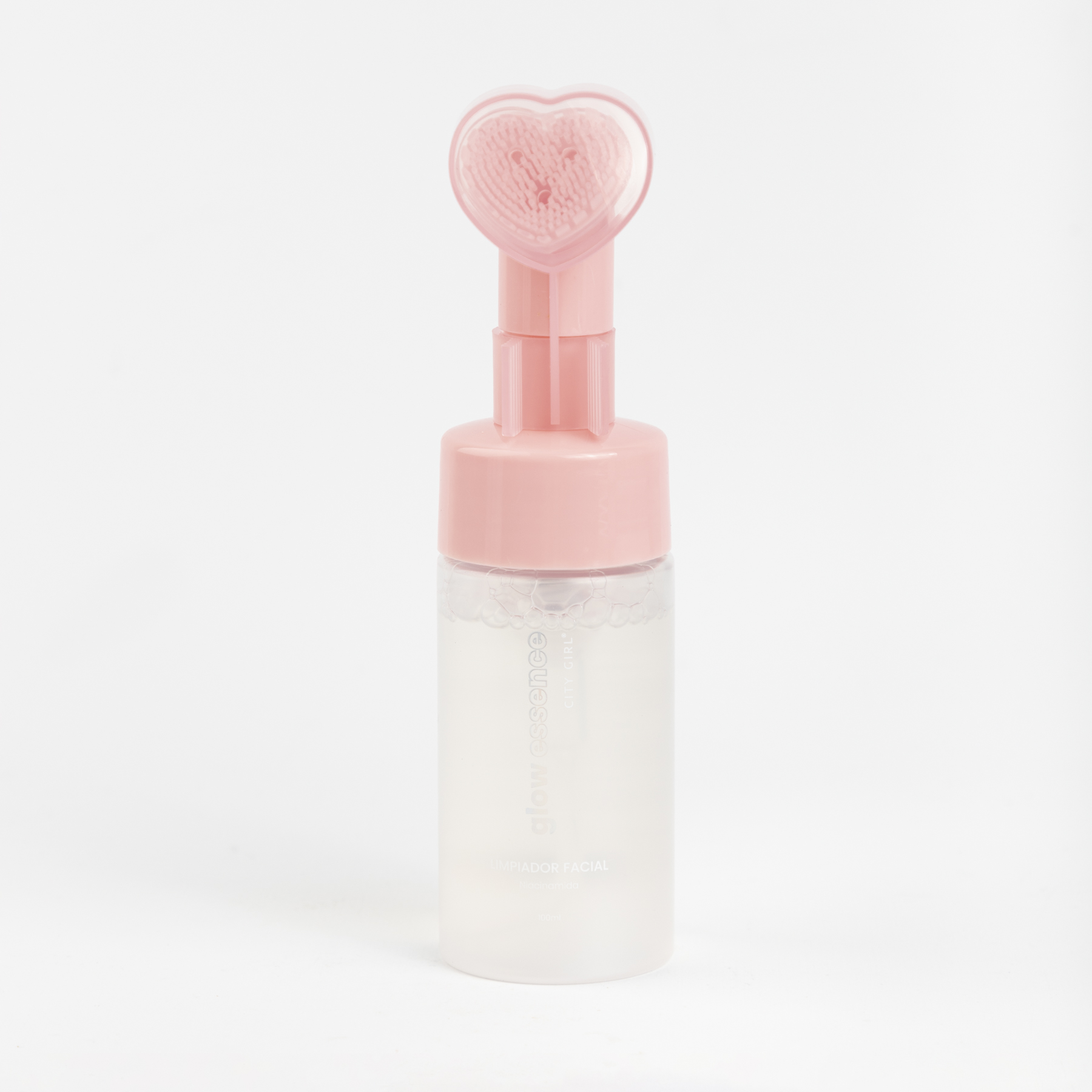 GLOW ESSENCE - Limpiador facial espuma Niacinamida con aplicador de corazón (cerdas de silicona)