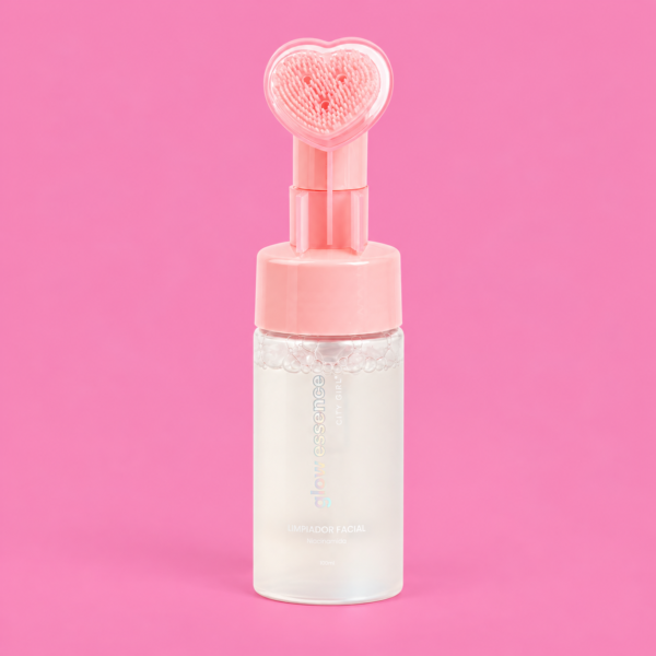 GLOW ESSENCE - Limpiador facial espuma Niacinamida con aplicador de corazón (cerdas de silicona)