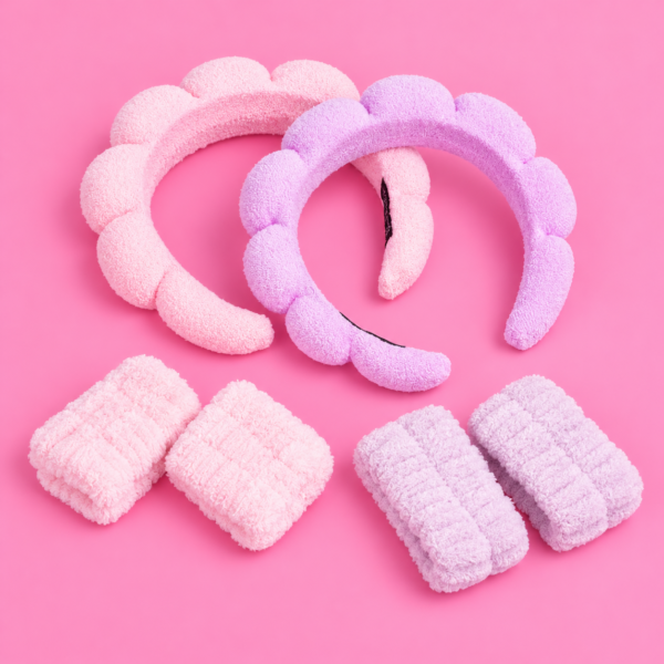 Kit skincare: Vincha Fluffy + Muñequeras