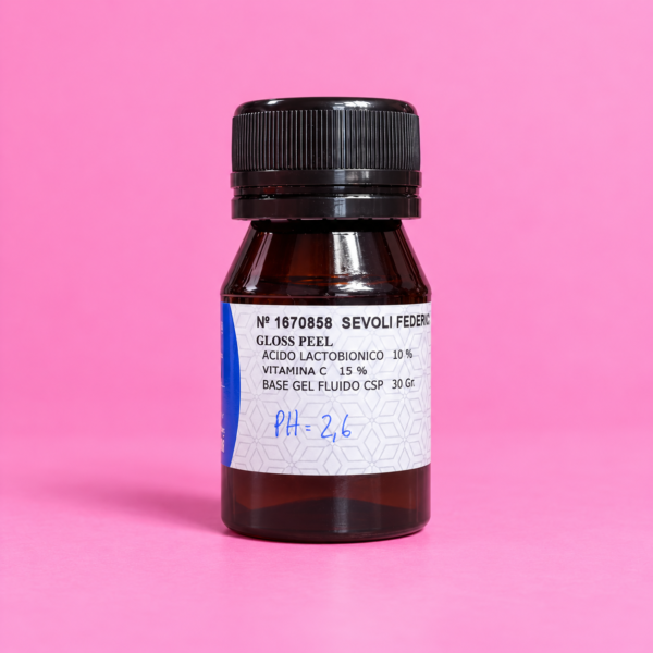 Gloss Peel: Ác. Lactobionico 10% + Vitamina C 15%. pH 2,6