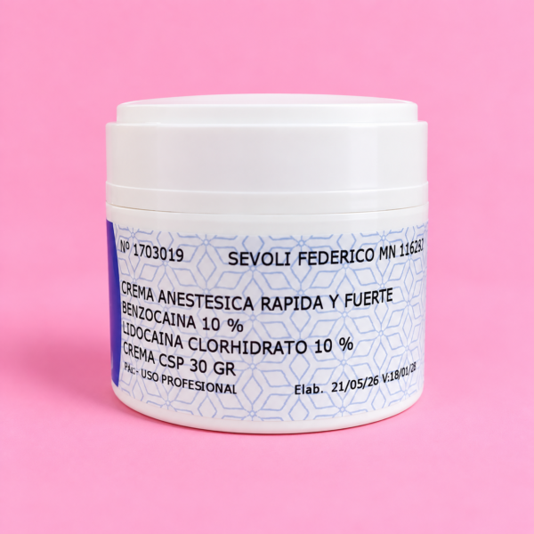 Crema anestésica rápida y fuerte