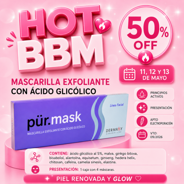 Mascarilla exfoliante con ácido glicólico 50% OFF