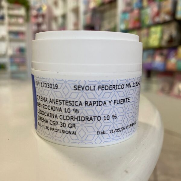 Crema anestésica rápida y fuerte